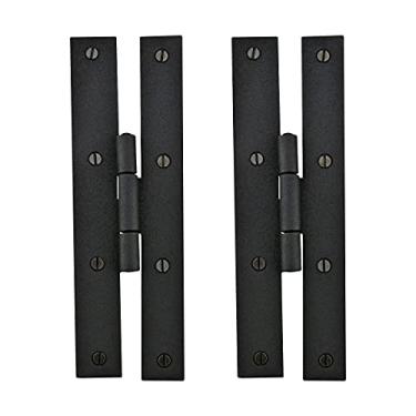 Imagem de Renovators Supply Manufacturing Dobradiças de armário H pretas de 17 cm dobradiça de ferro forjado dobradiça de armário de cozinha com pacote de 2 peças