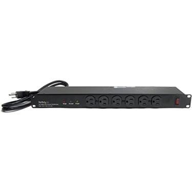 Imagem de StarTech.com 8 saídas horizontais 1U suporte de rack PDU Power Strip para rack de servidor de rede - proteção contra surtos - 120V/15A - com cabo de alimentação de 1,8 m (RKPW081915), 1U (unidade de rack) - Horizontal, Preto, 16 Outlets