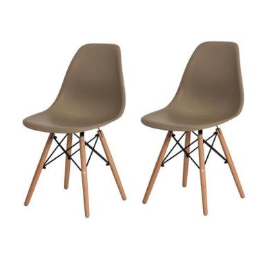 Imagem de Kit 2 Cadeiras Nude Modernas Para Sala De Jantar Cozinha Eames - Amora