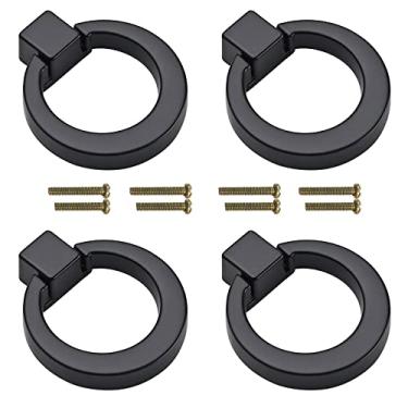 Imagem de Puxador de gaveta de armário moderno Welldoit com alça para armário, guarda-roupa, puxador de armário, pacote com 4, Black