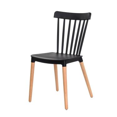 Imagem de Cadeira Ellen Windsor Polipropileno Preta Base Madeira Sala Cozinha Jantar