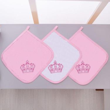 Imagem de Kit 3 Fraldas Pano De Boca Malha Para Bebê Imperial Rosa