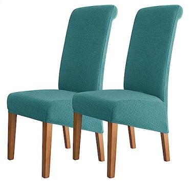 Imagem de Conjunto de capas para cadeiras de jantar 2/4/6/8 capas elásticas elastano capas de assento laváveis ​​capa protetora para cozinha de casamento sala de jantar escritório casa hotel banquete cerimônia