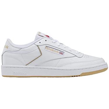 Imagem de Reebok Tênis feminino Club C 85 Classic com cadarço, Branco/Vermelho Flash, 36