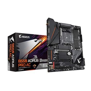 Imagem de Gigabyte B550 AORUS PRO AC (AM4 AMD/B550/ATX/Dual M.2/SATA 6Gb/s/USB 3.2 Geração 2/Intel Dual Band 802.11AC WiFi/2.5 GbE LAN/PCIe 4.0/RGB Fusion 2.0/DDR4/placa-mãe para jogos)