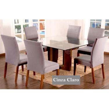 Imagem de Kit 6 Capas Para Cadeira Mesa De Jantar Cinza Claro Lisa - Empório Do