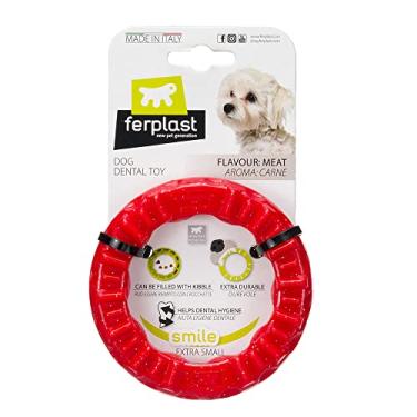 Imagem de Ferplast brinquedo dental para cães SMILE EXTRA SMALL, contendo cristais de bicarbonato, cães muito pequenos, sabor carne, Vermelho