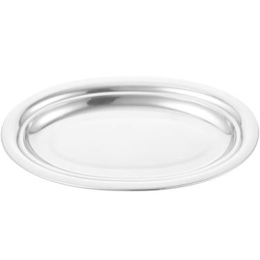 Imagem de Hemoton Bandeja Sizzle Bandeja de servir Prato de peixe oval Prato de peixe de aço inoxidável Bandeja de servir comida de metal para peixe fumegante sobremesa carne sushi travessa de prata bandeja de servir 25,5 cm