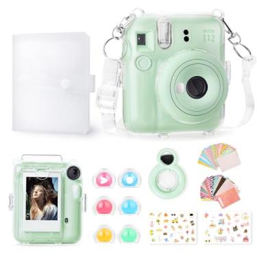 Imagem de Rieibi Pacote de acessórios para presente Instax Mini 12: capa transparente com alça, álbum de fotos, espelho de selfie, filtros de cor, adesivos DIY - verde