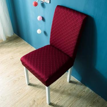 Imagem de YOCOVER Capa de cadeira de jantar impermeável conjunto de 6 4 2 capas elásticas de cadeira para sala de jantar jacquard cozinha parsons capas protetoras de cadeira (Borgonha, 2)