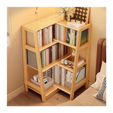 Imagem de GRFIT Estante de madeira maciça para sala de estar, parede, retrátil, quarto, armazenamento de cabeceira, estante pequena para estudantes, prateleira de canto trapezoidal (tamanho: B)