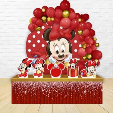 Imagem de Kit Decoração Painel Redondo Festa de Aniversário Infantil Minnie Baby Vermelha