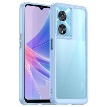 Imagem de Capa para Oppo Realme Narzo 50 5G, botão de pressão flexível, capa transparente, anti-impressões digitais. Proteção total de 360° - azul