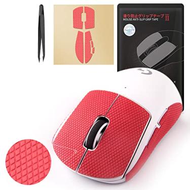 Imagem de Fita antiderrapante Hotline Games para mouse sem fio Logitech G Pro, vermelho clássico, 2.0 Plus, melhor aderência, resistente ao suor, corte para ajustar, fácil de aplicar