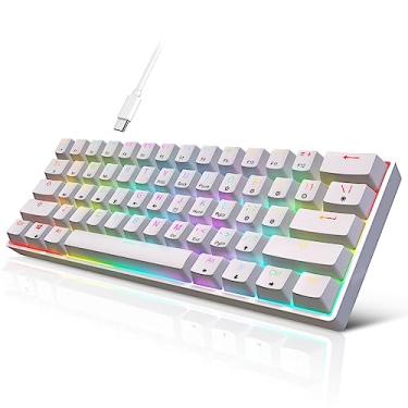 Imagem de targeal Teclado mecânico para jogos 60% – Teclado silencioso para computador de escritório com 61 teclas – retroiluminado com LED RGB multicolorido – programável para PC/Windows/Mac/Gamer – USB com