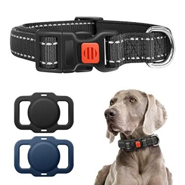 Imagem de ModoPet Suporte de coleira de cachorro Airtag compatível com Apple Airtag GPS, com coleira ajustável para cães pequenos e médios, pacote com 2 capas protetoras Airtag
