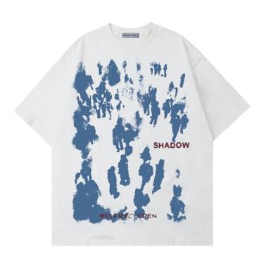 Imagem de Aelfric Eden Camisetas estampadas grandes unissex com estampa de grafite camiseta jato de tinta, 01 - grafite e branco, G