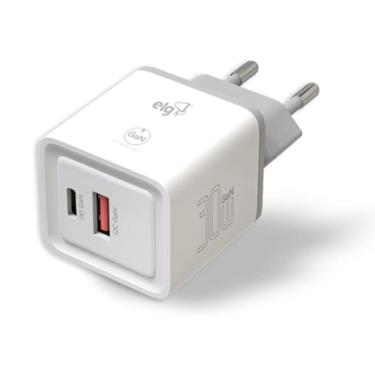 Imagem de Carregador de Parede USB e USB-C - ELG W35GAN - 30W - Carregamento Ultra Rápido - Branco