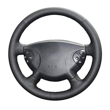 Imagem de Capa de volante de carro confortável antiderrapante costurada à mão preta, adequada para Mercedes Benz W210 E240 E63 E320 E280 2002 a 2008