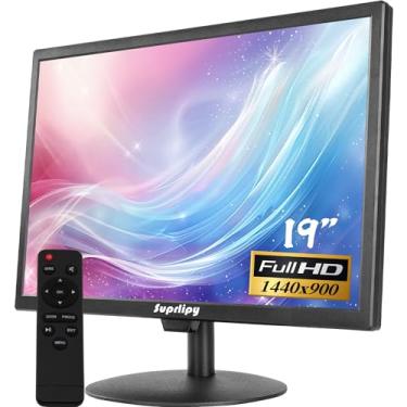 Imagem de Superlipy 19 polegadas FHD pequeno monitor IPS tela LCD 1440x900 60Hz 16:10 com entrada HDMI BNC VGA AV USB Alto-falantes embutidos para câmera de segurança CCTV DVR PC RasPi