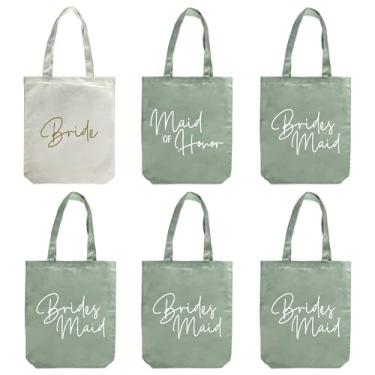 Imagem de LADY & HOME 10 peças, sacola de festa de despedida de solteira, bolsa de mão de honra, de algodão, para presentes de casamento, Verde sálvia, Medium