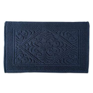 Imagem de DII Tapete de banheiro ultra macio de luxo para spa jacquard na frente do chuveiro, penteadeira, banheira, pia e vaso sanitário, 50,8 x 78,7 cm – Azul-marinho