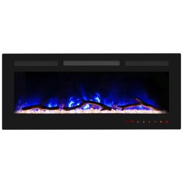 Imagem de Lareira Elétrica de Embutir A45x106L com Controle Remoto e Chamas Multicolorida, 110V, Cheerway, Preta