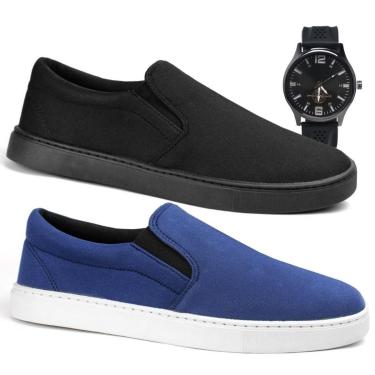 Imagem de Kit 2 Sapatenis Masculino Alpargata Iate Elástico Conforto e Relógio-Masculino