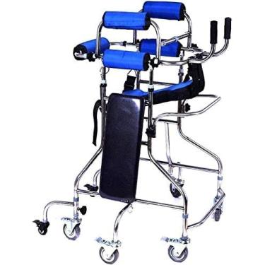 Imagem de andador de mobilidade para idosos andador andador com rodas dobrável altura largura ajustável com suporte duplo nas axilas e freio Fution andador adulto de 8 voltas