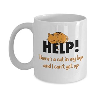 Imagem de Caneca de café de gato – Theres a cat in my lap, caneca divertida de gato – Caneca de café de cacau quente divertido – Ideia de presente de aniversário