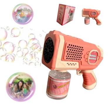 Imagem de Lança Bolha de Sabão Automática Luz LED Pistola Máquina de Bolhas Brinquedo de Verão para Presente Dia das Crianças Aniversário Casamento Festa (Rosa)