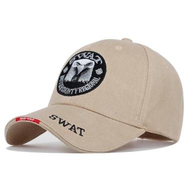 Imagem de Boné de Beisebol SWAT, Estampado com Lobo e Emblema, Cor Bege