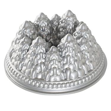 Imagem de Forma para Bolo Pine Forest Bundt em Alumínio Fundido Nordic Ware Prata