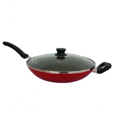 Imagem de Panela Frigideira Wok Antiaderente Grande Com Tampa 30cm