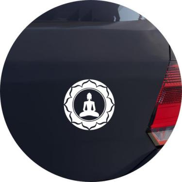 Imagem de Adesivo de Carro Buda na Flor de Lotus - Cor Branco - Melhor Adesivo, 