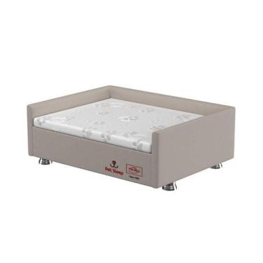 Imagem de Conjunto Cama Box Pet Sleep Pelmex Luxo Bege e Branco para Cães e Gato