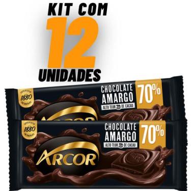Imagem de Kit 12x Barra Chocolate Amargo 70% Cacau 80g - Arcor