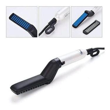 Imagem de Escova Pente Eletrico Chapinha Prancha Cerâmica Cabelo Barba - ZEM, Bi