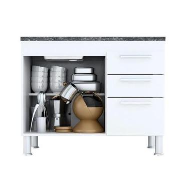 Imagem de Gabinete De Pia 1 Metro Branco 2 Portas 3 Gavetas 94Cm Gemeo - Quarta 