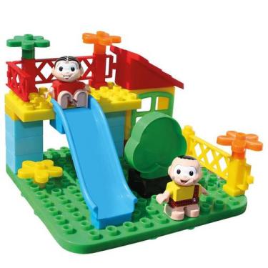 Imagem de Turma Da Mônica No Playground Blocos De Montar C/ 2 Bonecos - Monte Lí