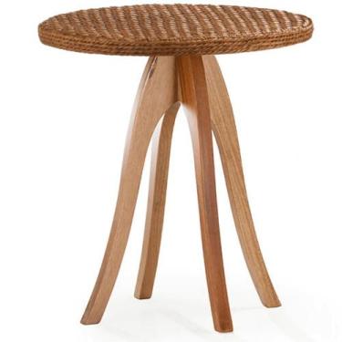 Imagem de Mesa de Apoio Esfera Ozki 62 cm Madeira Eucalipto Cedro Junco Natural