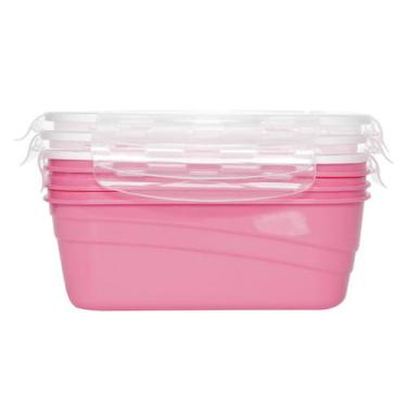Imagem de Jogo 3 Potes C/ Vedação E Tampa Hermética 1 Litro - Lp House, Rosa