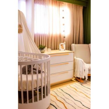 Imagem de Cômoda Infantil Wave Redonda Cor Branca Com Madeira Divicar