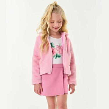Imagem de Jaqueta Casaco Infantil Menina Flece Coração Trick Nick Polo, Rosa, 4