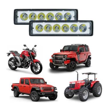 Imagem de Par Farol De Milha 6 Leds 18w Barra Led 12v 24v Universal - BRIWAX