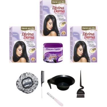 Imagem de Hene em Po Divina Dama 03x50gr Jaborandi (Incolor, Chocolate, Preto, A