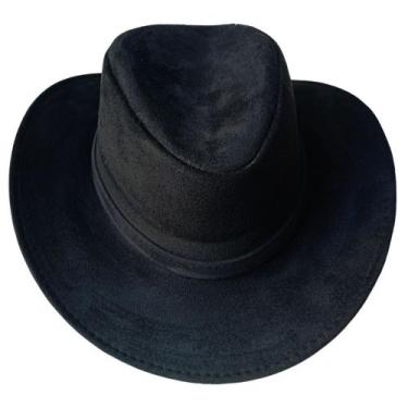Imagem de Chapéu Camurça Preto UNISSEX  Country Festa Junina Vaquejada  Aba Médi