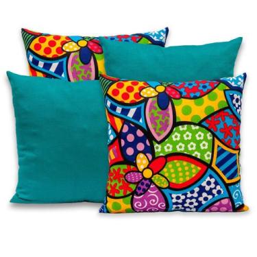 Imagem de Kit 4 Capas de Almofada Lisa e Estampada 40x40 Zíper Gorgurinho - BEM 