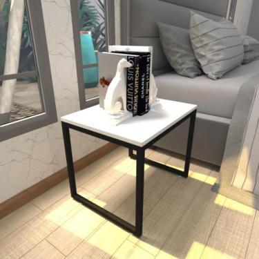 Imagem de Mesa de cabeceira industrial branca off white canto quarto cabeceira m