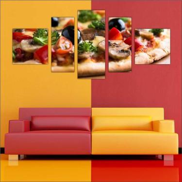 Imagem de Quadro Decorativo Gourmet Pizza Pizzarias Restaurantes 5 Peças TT5 - V
